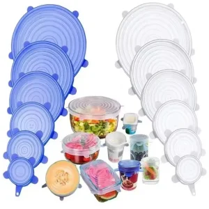 6Pcs Silicone Stretch Lids Reusable Food Covers Airtight Kitchen Storage Wrap