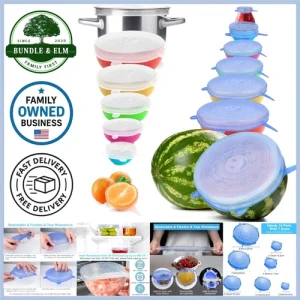 Silicone Food Storage Lids 14 Pack Reusable Expandable Bowl Covers Eco-Friendly