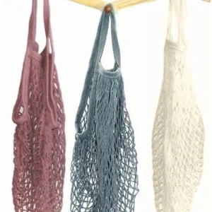 3 Pack Mesh Grocery Bags Reusable Organic Cotton String Shopping Bags Produce